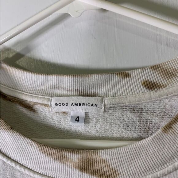 Good American Size‎ 4 White and Tan Cropped Cool Sweatshirt - Picture 5 of 6